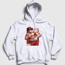 Presmono Unisex Beyaz Strong V2 Anime Hanma Baki Kapüşonlu Sweatshirt