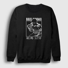 Presmono Unisex Siyah Strong Anime Hanma Baki Sweatshirt