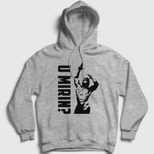 Presmono Unisex Gri U Mirin Gym Fitness Zyzz Kapüşonlu Sweatshirt