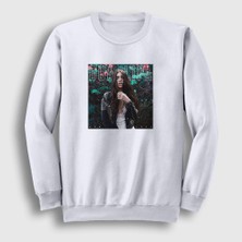 Presmono Unisex Beyaz Poster V2 Dua Lipa Sweatshirt