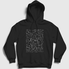 Presmono Unisex Siyah Black Board Emc2 Science Albert Einstein Kapüşonlu Sweatshirt