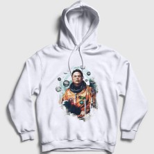Presmono Unisex Beyaz Astronaut Science Elon Musk Kapüşonlu Sweatshirt