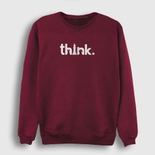 Presmono Unisex Bordo Think Chess Satranç Sweatshirt