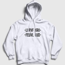 Presmono Unisex Beyaz Seni Seviyorum I Love You Katlamalı Gizli Yazılı Kapüşonlu Sweatshirt