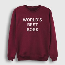 Presmono Unisex Bordo Worlds Best Boss The Office Sweatshirt