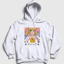 Presmono Unisex Beyaz Cute Girl Anime Kapüşonlu Sweatshirt