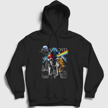 Presmono Unisex Siyah Moon V2 Pink Floyd Kapüşonlu Sweatshirt