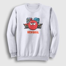 Presmono Unisex Beyaz Crew Oyun Red Ball Sweatshirt