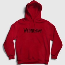 Presmono Unisex Kırmızı Logo Wednesday Addams Family Addams Ailesi Kapüşonlu Sweatshirt