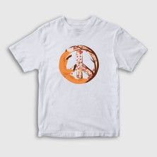 Presmono Unisex Çocuk Beyaz Peace Fox Tilki T-Shirt