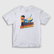 Presmono Unisex Çocuk Beyaz Fire Russell Westbrook T-Shirt