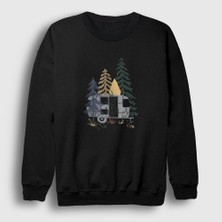 Presmono Unisex Siyah Caravan Camper Kamp Sweatshirt