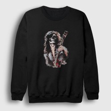 Presmono Unisex Siyah LED Zeppelin Skull Jimmy Page Sweatshirt