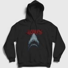 Presmono Unisex Siyah Shark Film Jaws Kapüşonlu Sweatshirt