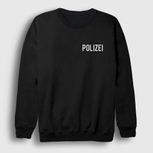 Presmono Unisex Siyah Logo Polis Polizei Sweatshirt