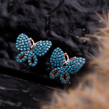 Byes 925 Ayar Gümüş Firuze Kelebek Küpe