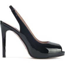 Nine West Tunba 2pr Kadın Dolgu Topuk Ayakkabı Siyah Renk Yüksek Topuk Deri Malzeme ile
