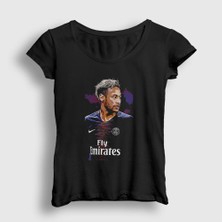 Presmono Kadın Siyah Psg Soccer Futbol Neymar Jr T-Shirt