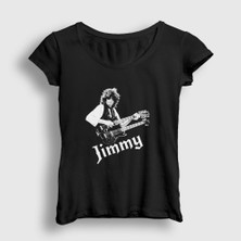 Presmono Kadın Siyah LED Zeppelin Guitar Jimmy Page T-Shirt