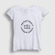Presmono Kadın Beyaz V2 Yüzüklerin Efendisi Güç Yüzükleri Rings Of Power T-Shirt