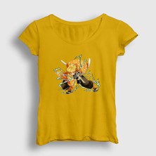 Presmono Kadın Sarı Zenitsu Anime Demon Slayer Kimetsu No Yaiba T-Shirt