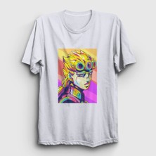 Presmono Unisex Beyaz Giorno Giovanna Anime Jojo T-Shirt