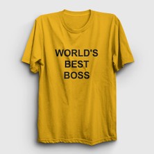 Presmono Unisex Sarı Worlds Best Boss The Office T-Shirt