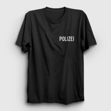 Presmono Unisex Siyah Logo Polis Polizei T-Shirt