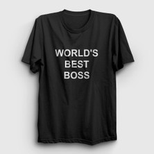 Presmono Unisex Siyah Worlds Best Boss The Office T-Shirt