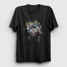 Presmono Unisex Siyah Electricity Magician Nikola Tesla T-Shirt