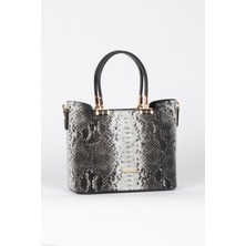 Nemesis Shoes Lucetta Kadın Omuz Çantası Siyah Yılan Baskılı