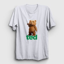 Presmono Unisex Beyaz Drink Ayı Teddy Bear T-Shirt