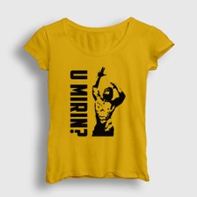 Presmono Kadın Sarı U Mirin Gym Fitness Zyzz T-Shirt