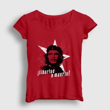 Presmono Kadın Kırmızı Libertad O Muerte Che Guevara T-Shirt