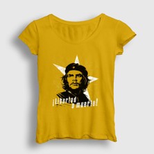 Presmono Kadın Sarı Libertad O Muerte Che Guevara T-Shirt