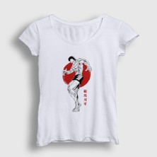 Presmono Kadın Beyaz Fighter Anime Hanma Baki T-Shirt