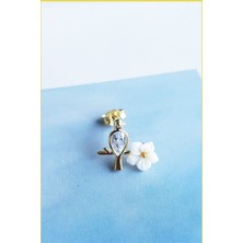 MorMajor Silver Ithal Tekli Kuş Manolya Gümüş Küpe- Sağ