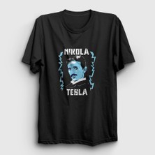 Presmono Unisex Siyah Electricity Scientist Nikola Tesla T-Shirt