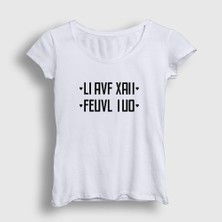 Presmono Kadın Beyaz Seni Seviyorum I Love You Katlamalı Gizli Yazılı T-Shirt