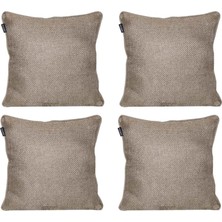 Goccia 4'lü Hasır Dokulu Fitilli Çift Taraflı Kırlent Kılıfı Krem