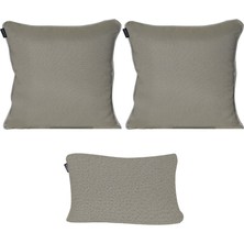 Goccia 3'lü  İsle Keten Görünümlü Fitilli Kırlent Kılıfı Ekru