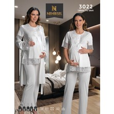 Nehirsel 3022 Özel Tasarım Lohusa Pijama Takımı 3'lü Set