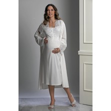 Lorian's Lohusa Pijama Takımı Viskon Kumaş Şık Tasarım 2'li Gecelik ve Sabahlık Seti