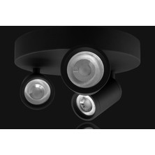 Mikro Aydınlatma Siyah Richi Rich 3lü Spot Modern Aydınlatma GU10 LED Ampul Dahil Gün Işığı 3000K