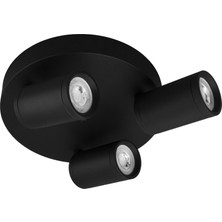 Mikro Aydınlatma Siyah Richi Rich 3lü Spot Modern Aydınlatma GU10 LED Ampul Dahil Gün Işığı 3000K