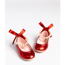 Le Mabelle Kırmızı  İncili Topuğu Fiyonklu Kız Çocuk Ayakkabı