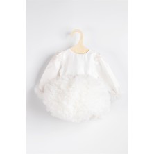 Le Mabelle Ekru  Uzun Kollu Tütülü Kız Bebek Prenses Elbise - Asel
