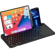 Apple iPad Air 2020 A2324 A2072 A2325 A2316 Uyumlu Kablosuz Standlı Şarjlı Bluetooth Touchpad Klavye Siyah