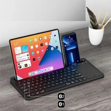 Samsung Galaxy Tab A T550 T552 T555 Uyumlu Kablosuz Standlı Şarjlı Bluetooth Touchpad Klavye Siyah