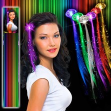 Kuzey 2 Adet LED Light Up Hair Fiber Optic LED Işıklı Saç Işıklı Toka Pilli LED Işıklı Saç Parti Işıkları